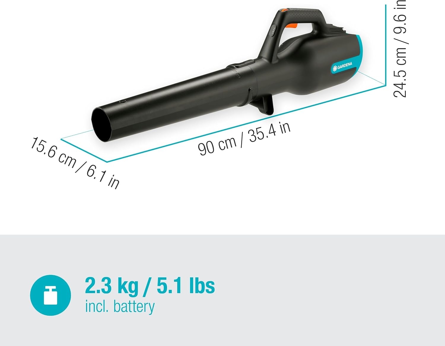 Gardena Akku-Laubbläser PowerJet 18V P4A Ready-to-Use Set: Laubreinigung, Verstellbare Geschwindigkeit, Hohe Luftmenge, Leichtgewicht, Kabellos (14890-20)