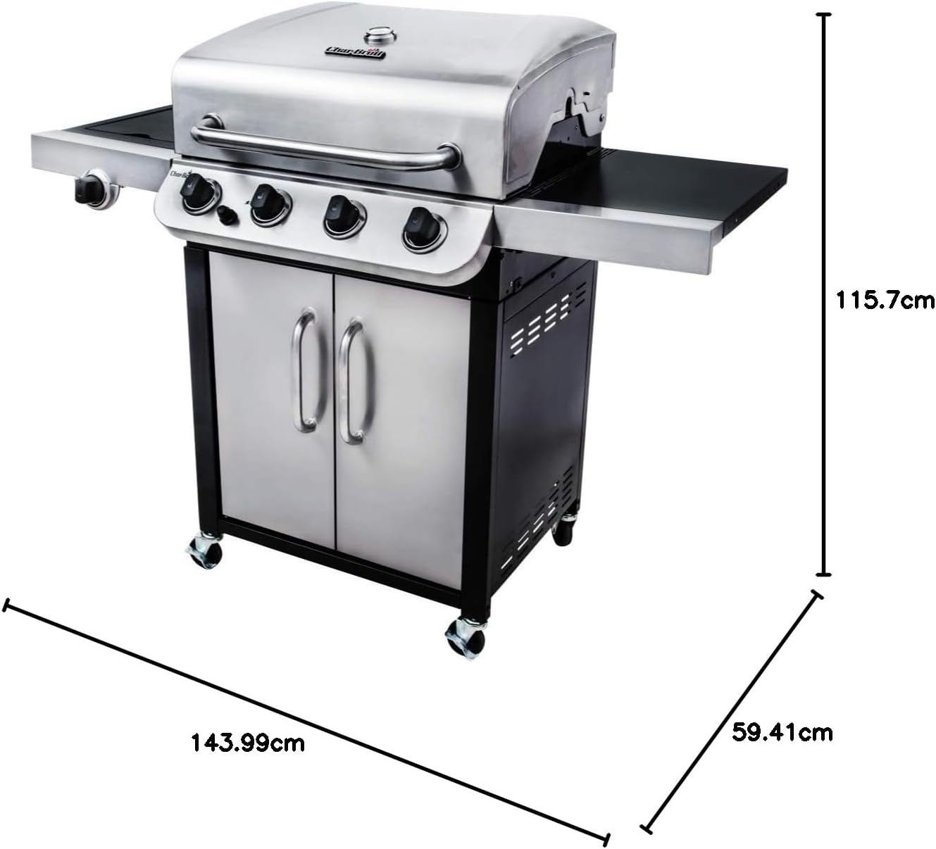 Char-Broil Convective 440S - 4 Brenner Gasgrill mit Seitenbrenner, Edelstahl