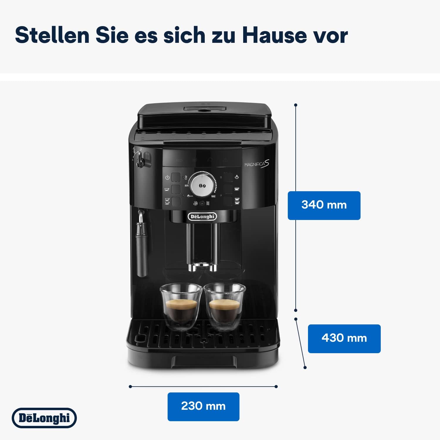 De'Longhi Magnifica S ECAM11.112.B Kaffeevollautomat – Mahlwerk, Milchschaumdüse, 2-Tassen, Schwarz