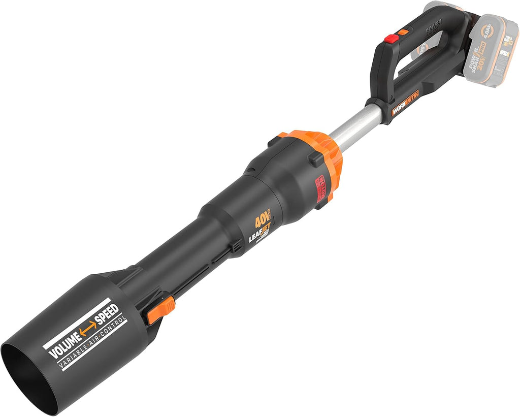 WORX Nitro WG572E 80V (4x20V/4Ah) Laubbläser – Profi mit leistungsstark bürstenlosem Motor – großes Luftvolumen – Variable Geschwindigkeit mit Turbomodus – inkl. 4 x Pro Akkus & Basecamp Ladengerät