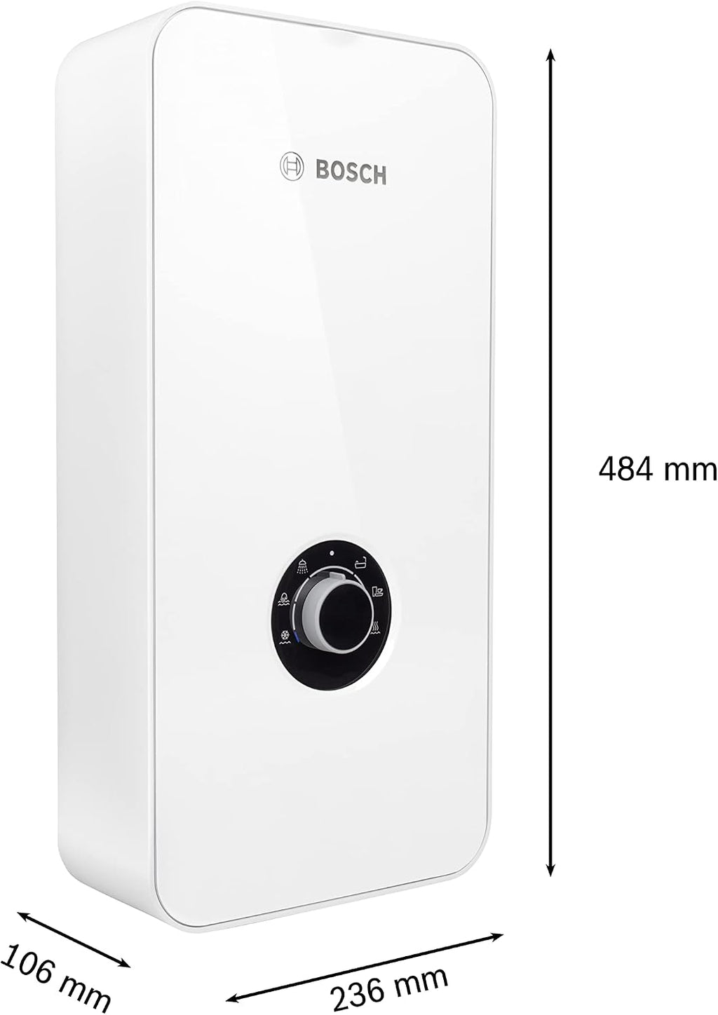 Bosch Tronic 5000 TR4000 6 ET Elektronischer Durchlauferhitzer 27kW – 400V, EEK A, WiFi-nachrüstbar, Weiß