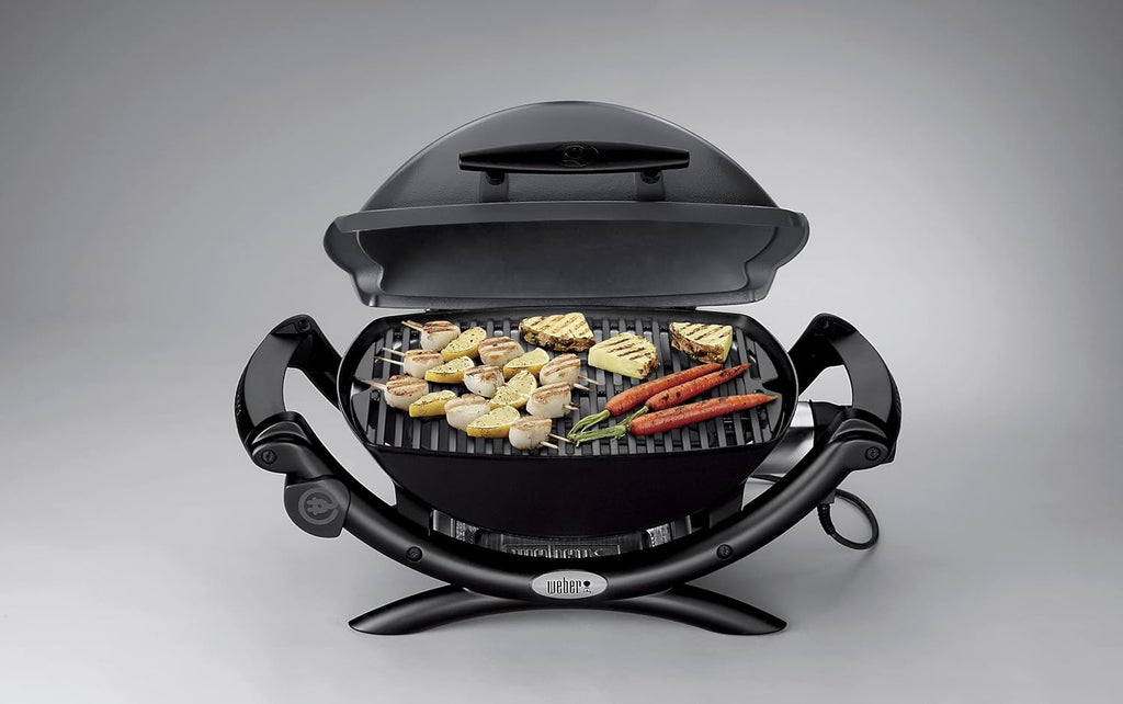 Weber Q 1400 Elektrogrill | Tragbarer Stadtgrill, Gusseisenrost, Schnellheizelement, 43 x 32 cm Grillfläche, Abnehmbare Auffangschale, 1,8 m Netzkabel