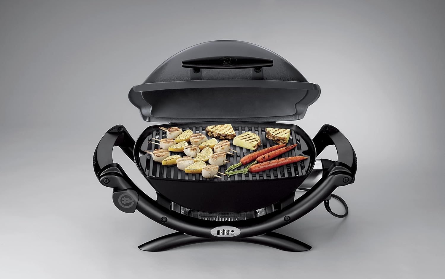 Weber Q 1400 Elektrogrill | Tragbarer Stadtgrill, Gusseisenrost, Schnellheizelement, 43 x 32 cm Grillfläche, Abnehmbare Auffangschale, 1,8 m Netzkabel