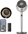DREO Smart Standventilator mit RGB-Licht, 120°+120° Oszillation, Leiser 20 dB Bodenventilator mit Fernbedienung, 8H Timer, für Schlafzimmer, Silber