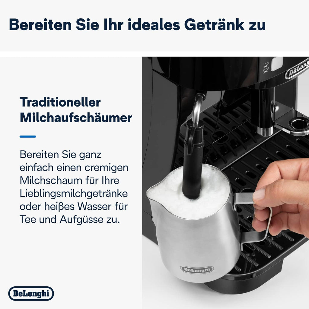De'Longhi Magnifica S ECAM11.112.B Kaffeevollautomat – Mahlwerk, Milchschaumdüse, 2-Tassen, Schwarz
