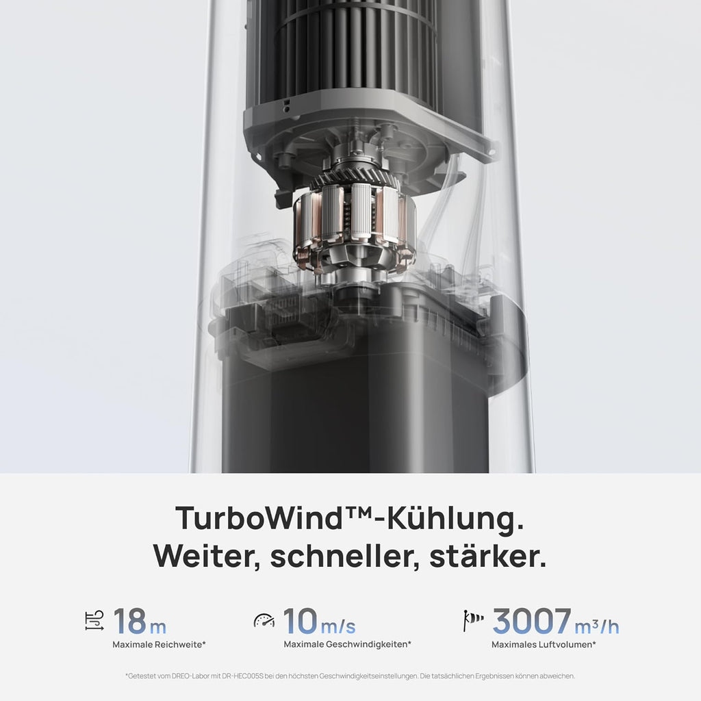 DREO DR-HEC005S Turmventilator mit Vernebler 6L – TurboCool, 3010m³/h, 20dB, RGB, 12 Stufen, WiFi, Grau