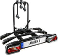 EUFAB 11555 Amber 3 bicycle carrier, suitable for e-bikes, partially pre-assembled, anti-theft protection, for 3 bicycles, for tow bar, approx. approx. 102 cm x 74 cm x 72 cm.