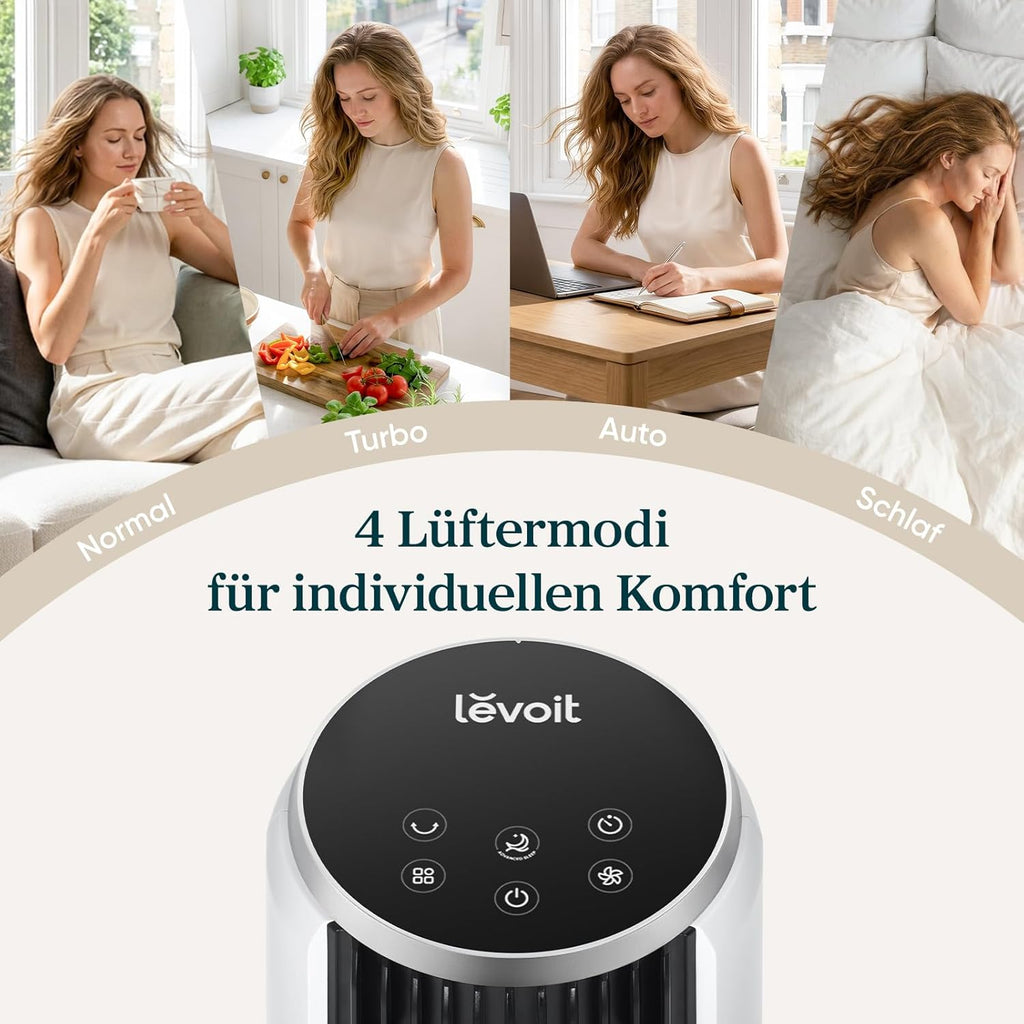 Levoit LTF-F362-WEU Classic Turmventilator 92cm – 20dB, 7,9m/s, 12 Stufen, Speicher, LED, 24W, Leinenweiß