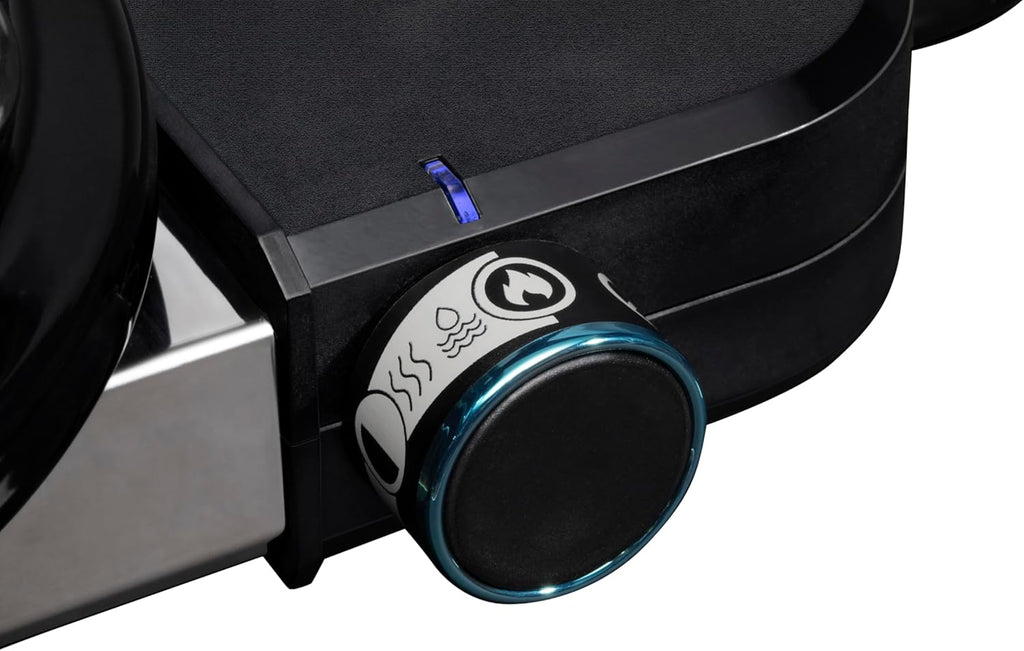 Weber Lumin Compact Tragbarer Kompakter Elektrogrill, Bis zu 315 °C, mit Deckelthermometer, Porzellanemaillierte Gusseisenroste, 43 x 32 cm Grillfläche, Schwarz (1502044)