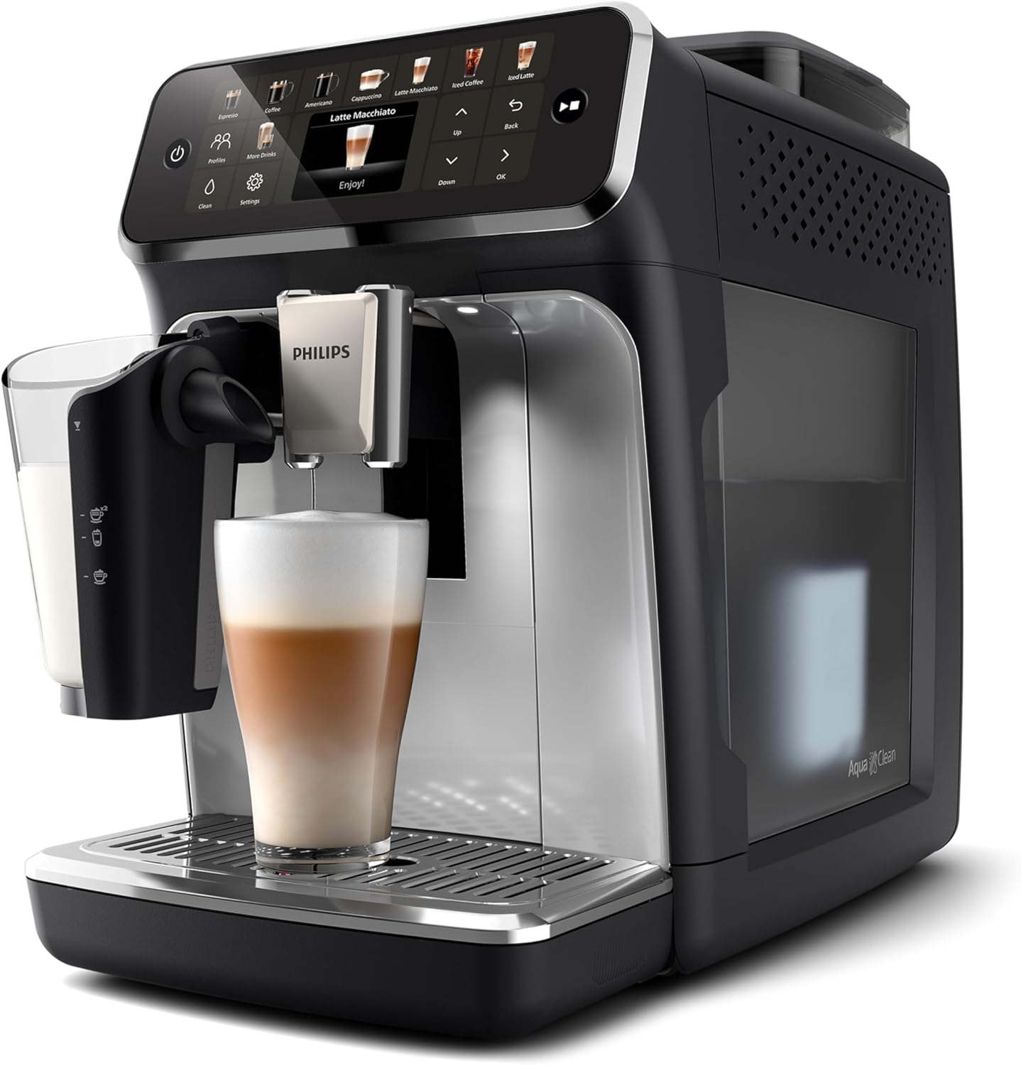 Philips EP5546/70 5500 Series LatteGo Kaffeevollautomat 1,8L – SilentBrew, 20 Getränke, QuickStart, Schwarz/Silber