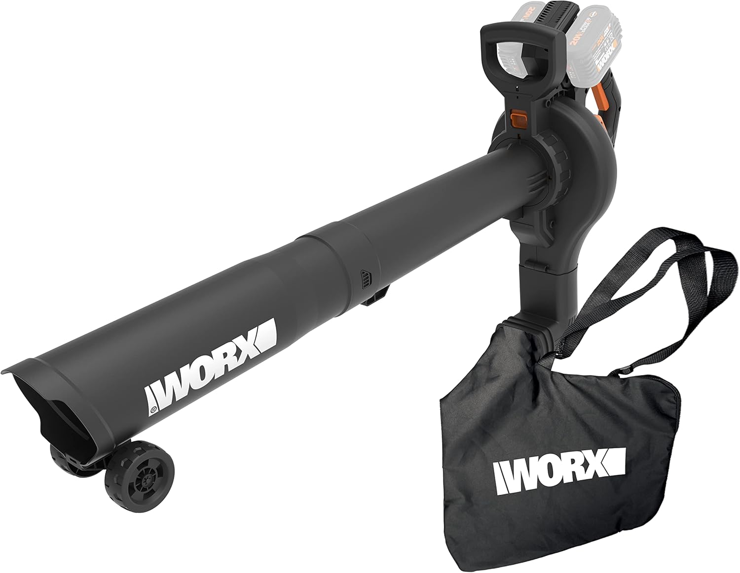 WORX WG583E.9 Akku-Laubbläser/Laubsauger 40V(2x20V), 2 in 1 zum Laub Zusammenkehren & Aufsaugen, max. 575 m³/h Blasleistung, 335km/h Luftstromgeschwindigkeit, 35L Fangsack (ohne Akku und Ladegerät)