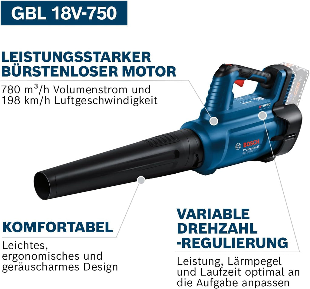 Bosch Professional 18V Akku-Gebläse GBL 18V-750 (ohne Akku/Ladegerät)