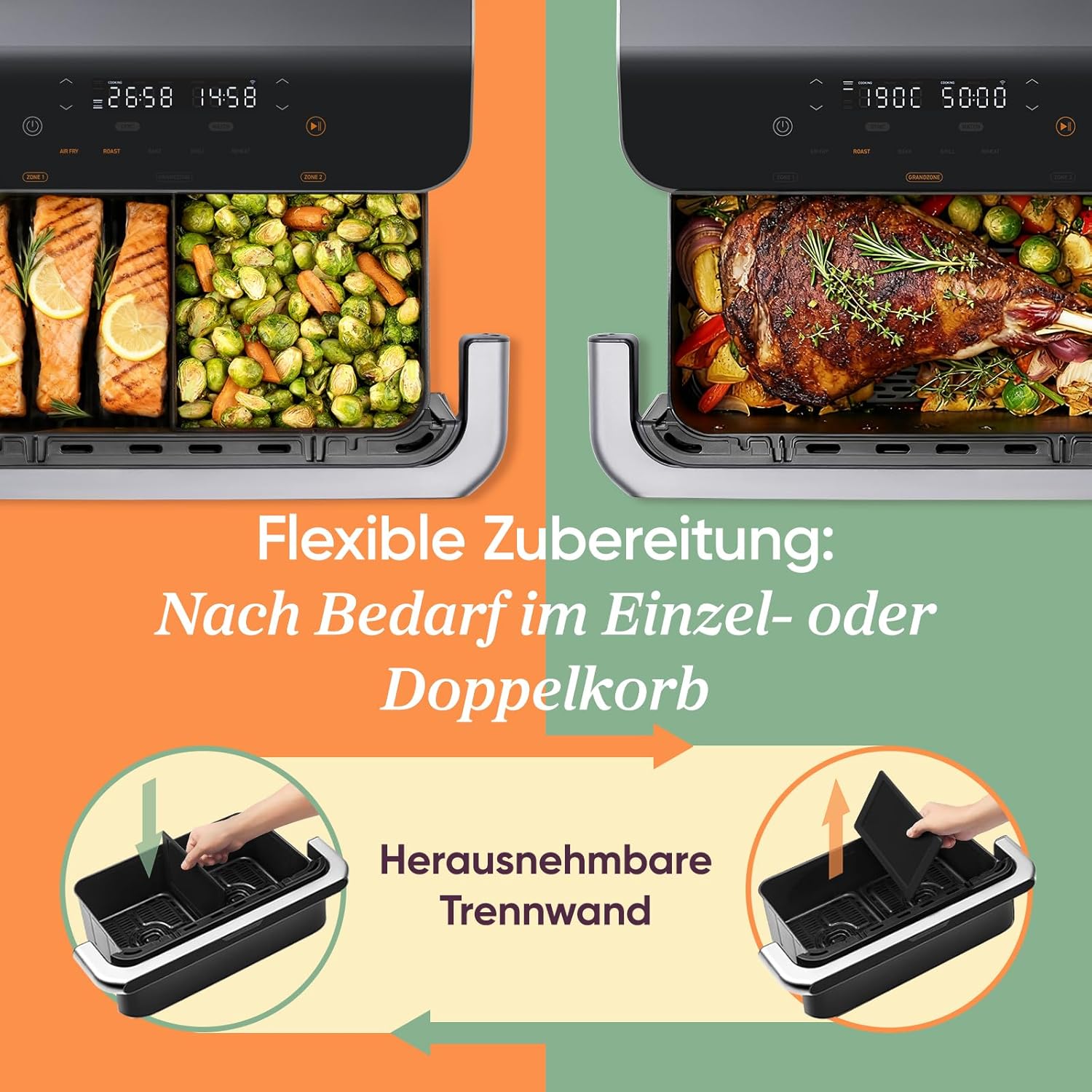 Cosori TF102S DualBlaze Heißluftfritteuse 10L – 3D Heizung, NTC-Sensor, 240°C, WiFi, 2800W, Schwarz