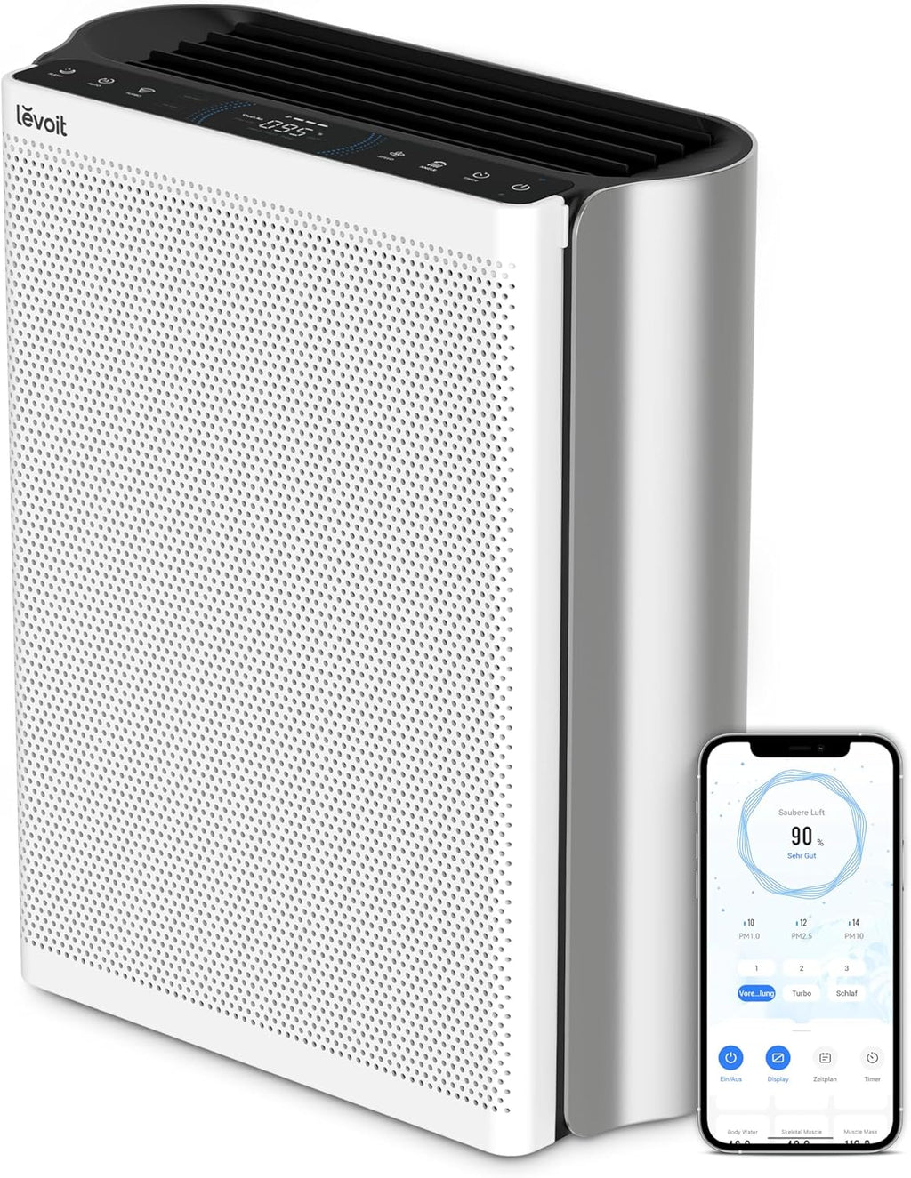 Levoit Luftreiniger mit HEPA Luftfilter gegen 99,97 Prozent Schimmel Staub Pollen Tierhaare, Luftqualitäts-Feedback und Auto-Modus, CADR 240m³/h für Raucherzimmer, bis zu 50m², Weiß