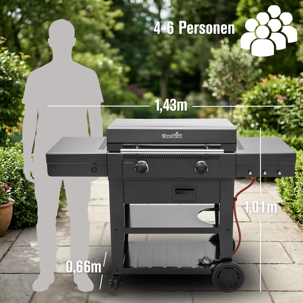 Char-Broil Griddle-Gasgrill Plancha Versa-Tile - 3-in-1 System: Griddle, Grill & Pizzaofen, 2-Zonen