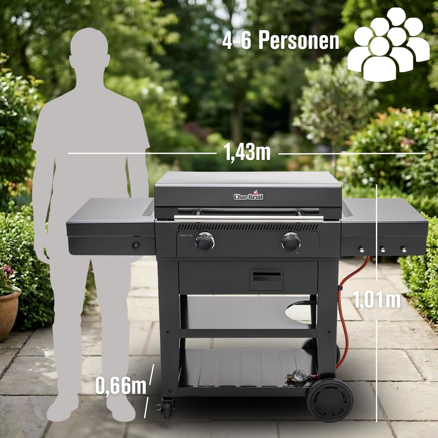 Char-Broil Griddle-Gasgrill Plancha Versa-Tile - 3-in-1 System: Griddle, Grill & Pizzaofen, 2-Zonen