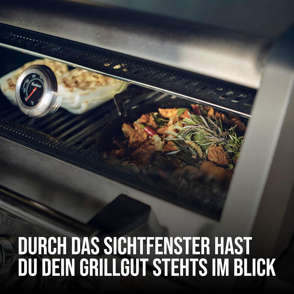 Enders Monroe Pro 4 SIK Turbo 8378 Gasgrill, 4 Brenner, 3182 cm², 800°C Turbo Zone, Silber