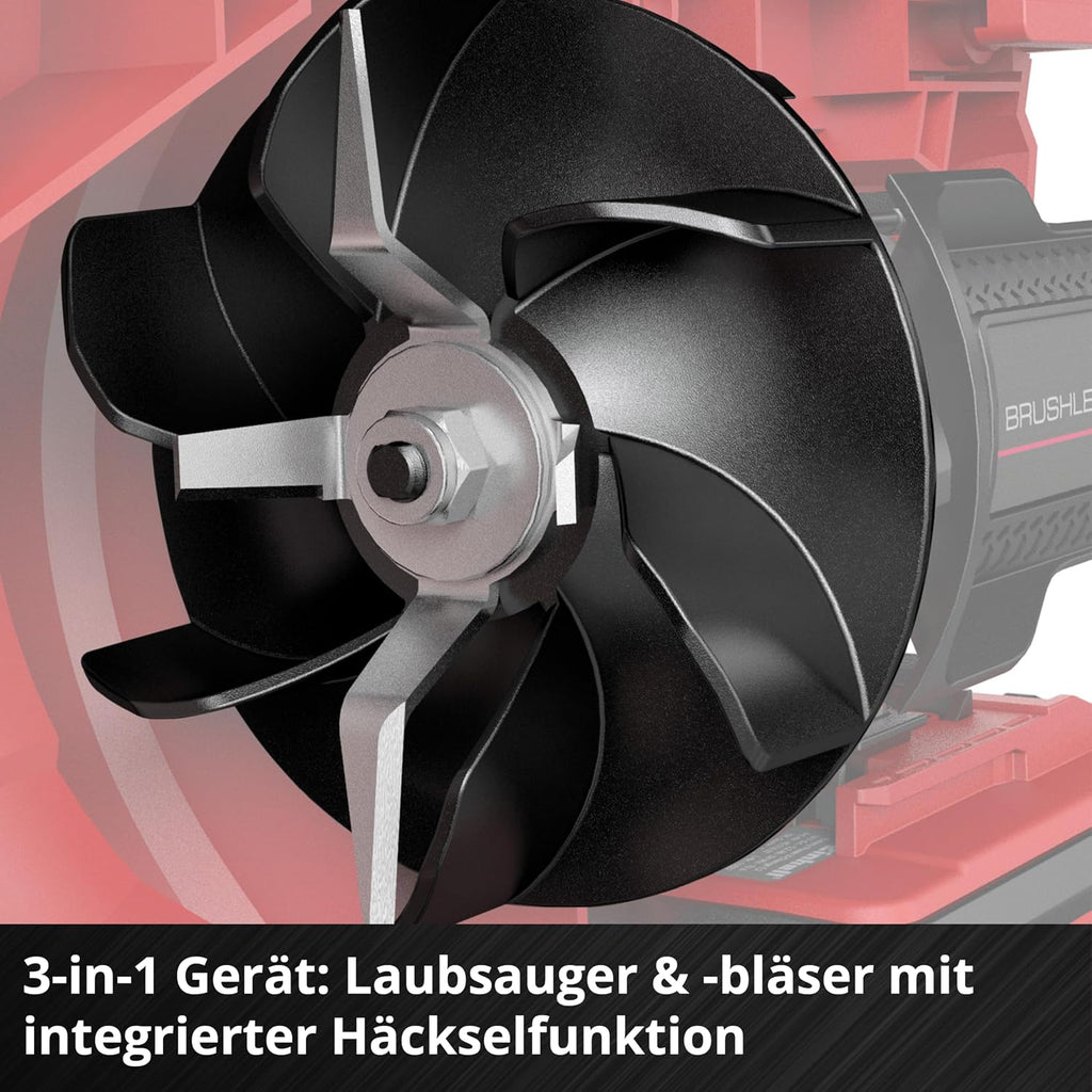 Einhell Akku-Laubsauger VENTURRO 18/210 Power X-Change (18 V, Saugleistung 500 m³/h, Fangsack 45 L, Blasfunktion bis 210 km/h, inkl. 4 Ah Akku & Ladegerät) Schwarz,Rot