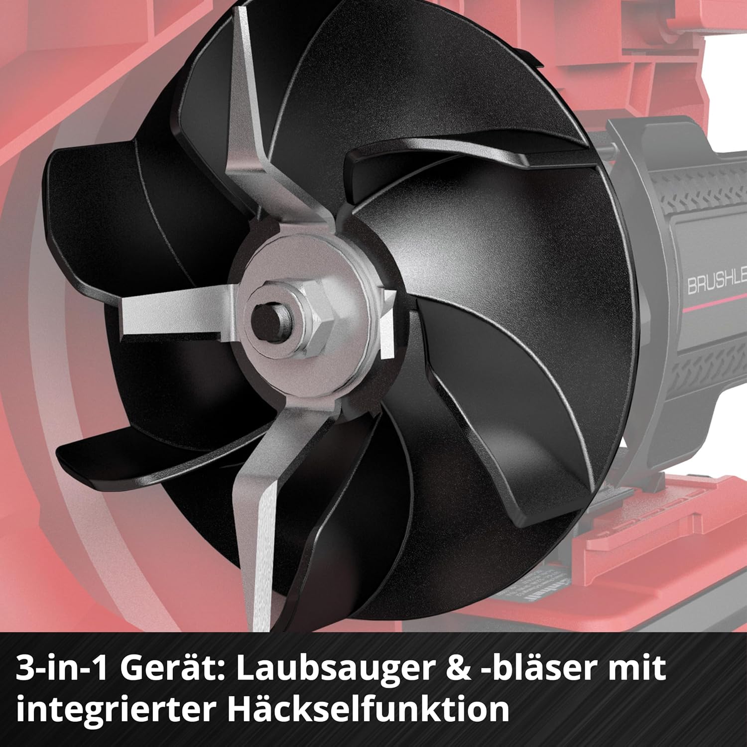 Einhell Akku-Laubsauger VENTURRO 18/210 Power X-Change (18 V, Saugleistung 500 m³/h, Fangsack 45 L, Blasfunktion bis 210 km/h, inkl. 4 Ah Akku & Ladegerät) Schwarz,Rot