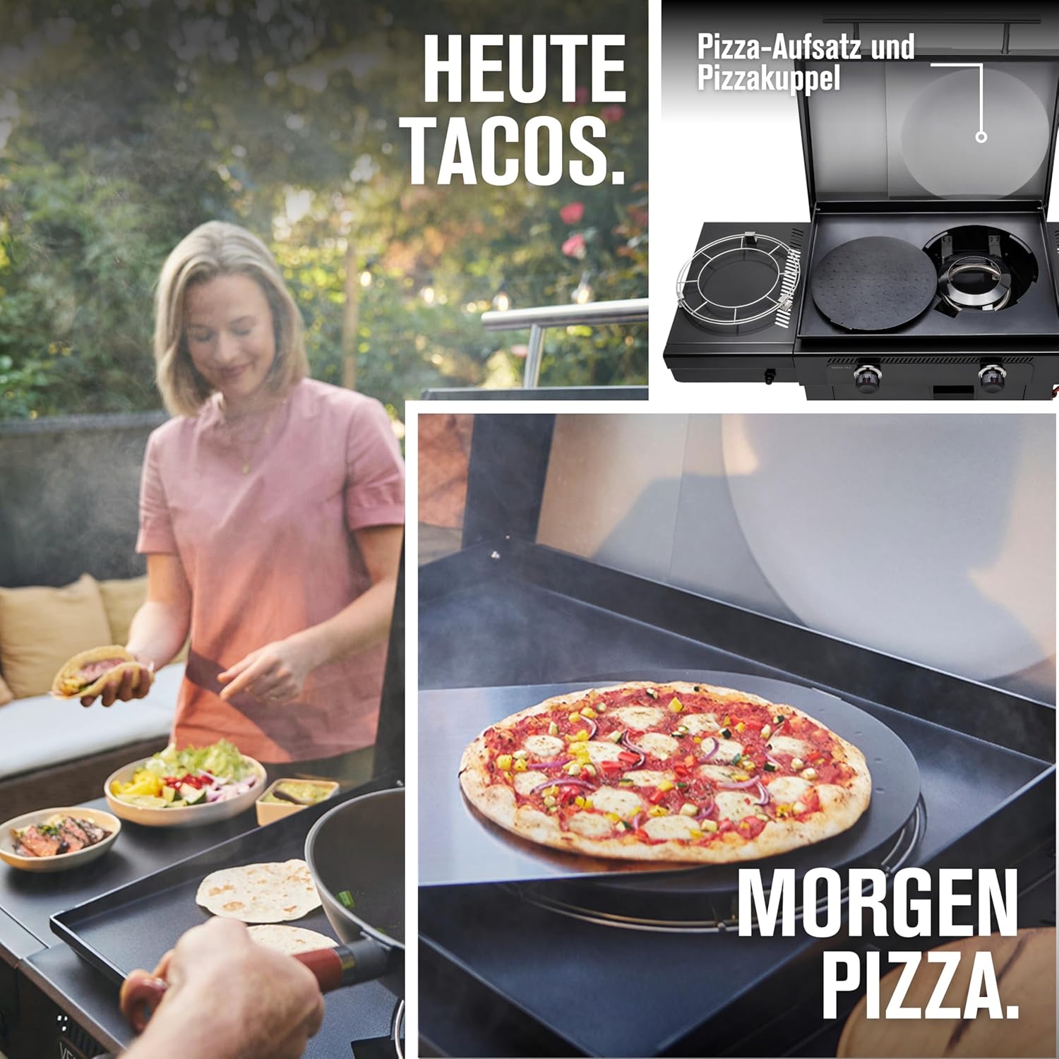 Char-Broil Griddle-Gasgrill Plancha Versa-Tile - 3-in-1 System: Griddle, Grill & Pizzaofen, 2-Zonen