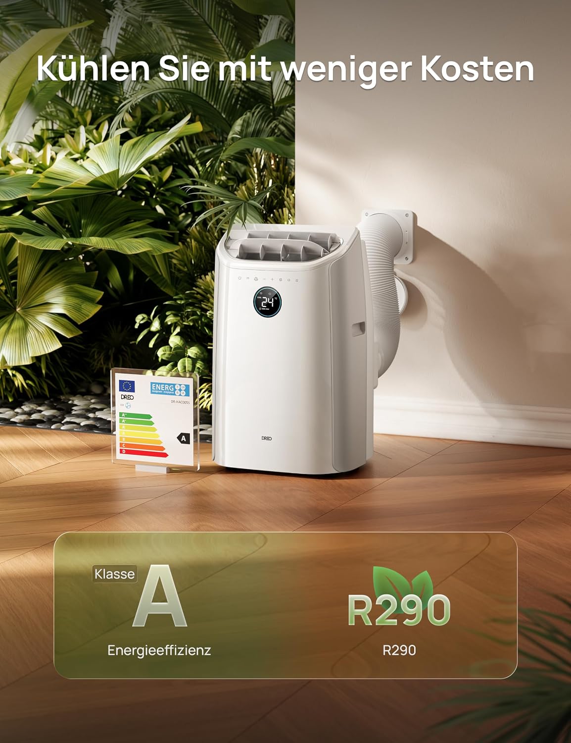 DREO DR-HAC006S Mobiles Klimagerät 12.000 BTU – 3-in-1, R290, EEK A, WiFi, Alexa, 45dB, Weiß