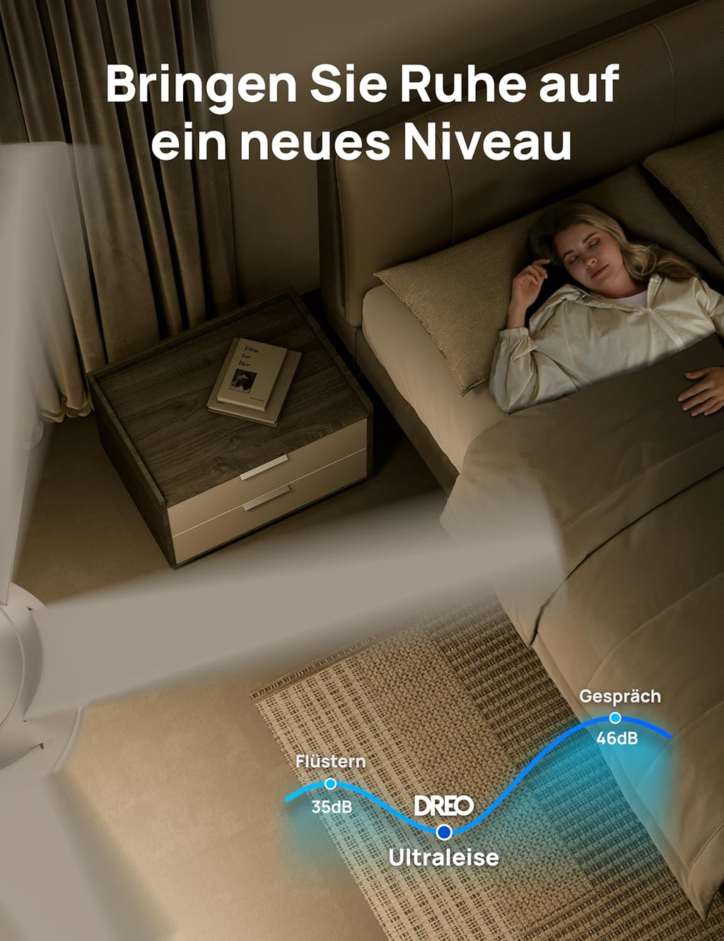 DREO Smart Deckenventilator mit Licht, 132 cm, 12 Geschwindigkeiten, 3 Modi, stufenlos dimmbares LED-Beleuchtung, leiser DC-Motor, 12H-Timer, Fernbedienung/APP/Alexa, für Innenräume, Weiß