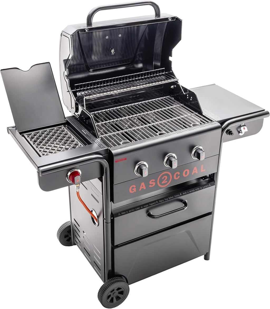 Char-Broil Gas- & Hybridgrill Gas2Coal Special Edition 3 Brenner, Holzkohleschale, 900°C Sear-Brenner