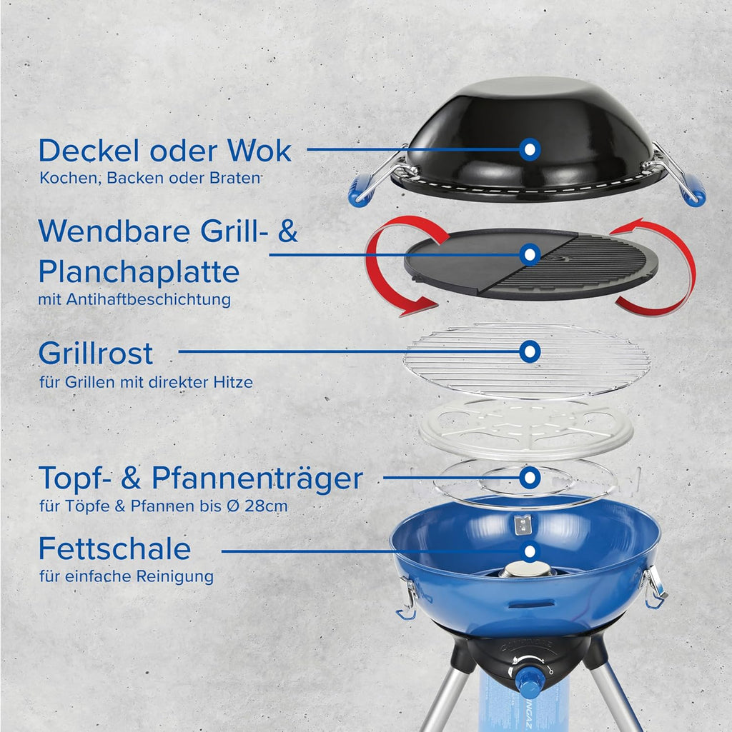 Campingaz Party Grill 400 Campingkocher & Grill, 2000W, Piezo-Zündung, Blau/Schwarz