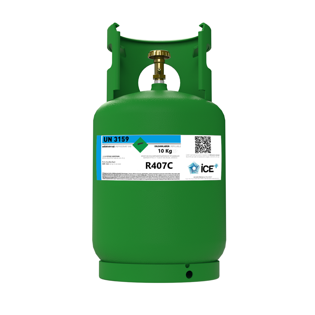 R407C Klimagas Kältemittel – 10 kg, aufladbarer Zylinder, 1/4 Anschluss